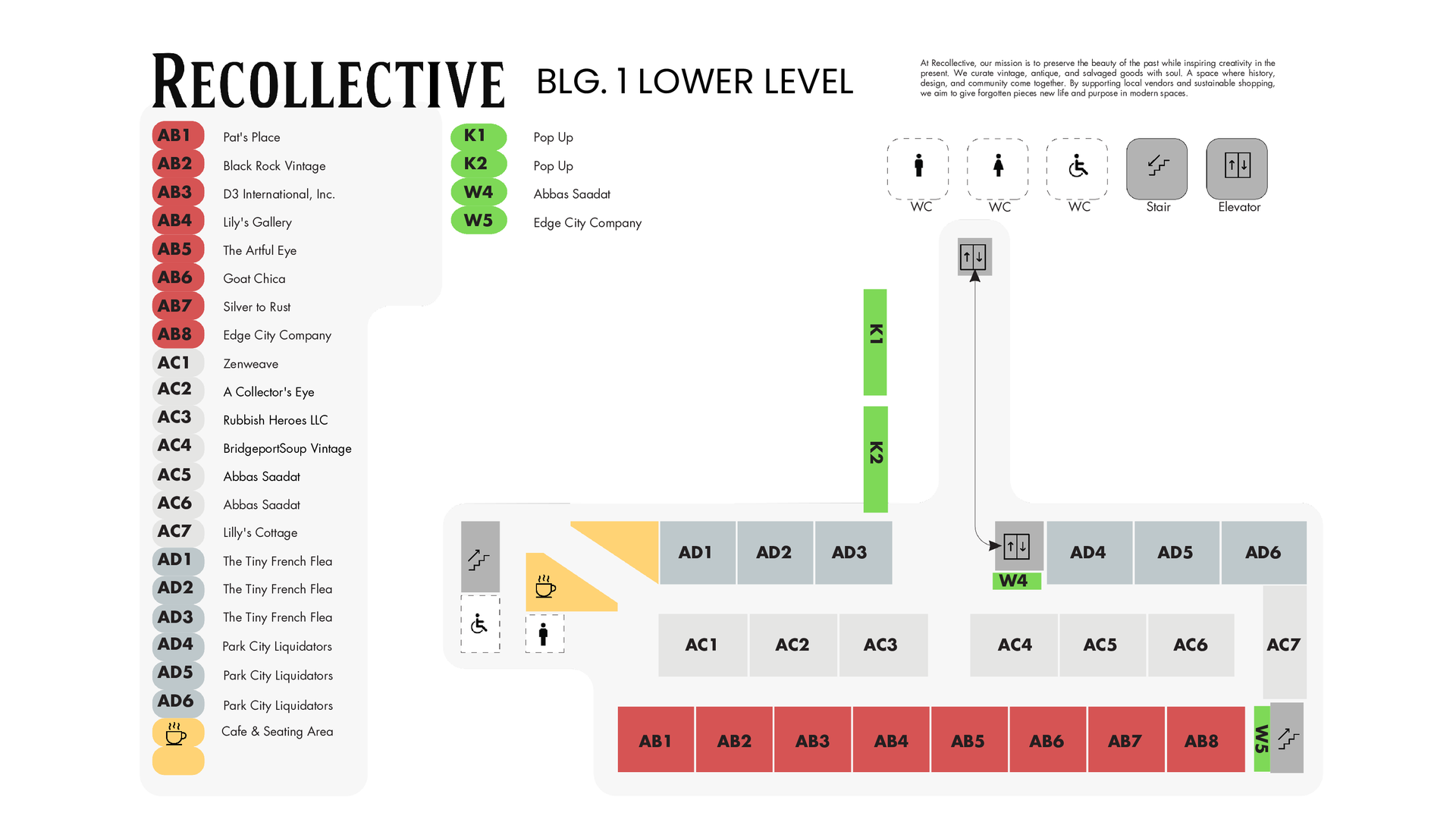 Recollective building 1 lower level map
